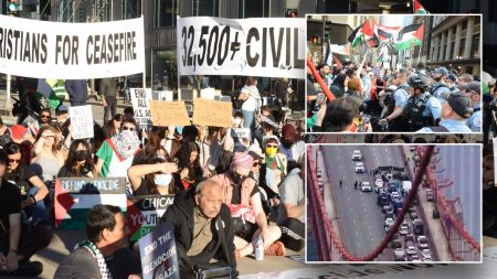 Anti Israel demonstrations block traffic