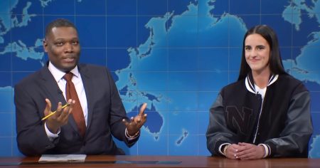 Caitlin Clark Roasts Michael Che for Making Lots of Jokes About Womens Sports During SNL Cameo