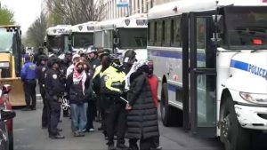 nypd protesters buses columbia