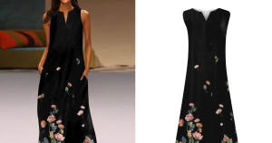 qleicom floral print v neck sleeveless dress