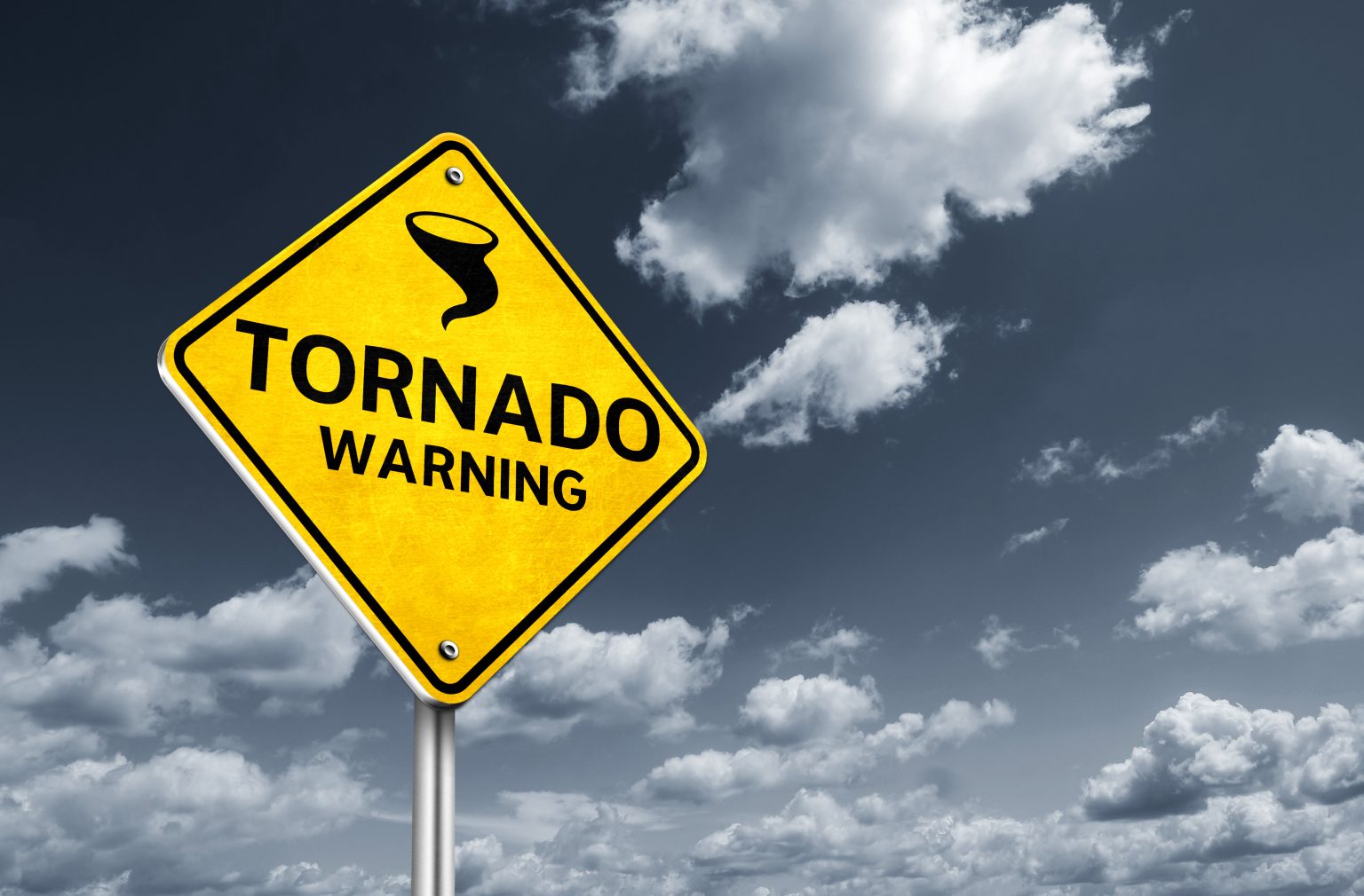 stock image tornado warning sign