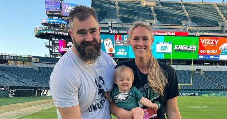 Jason Kelce Adorably Introduces Daughter Bennett 14 Months to Philadelphia Eagles Mascot