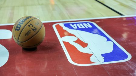 NBA logo on court