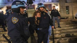 NYPD officers remove anti Israel agitator