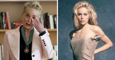 Sharon Stone now and in 90s hit Basic Instinct