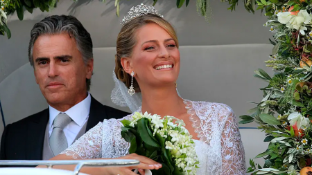 Tatiana Blatnik and her stepfather Atilio Brillembourg on her wedding day
