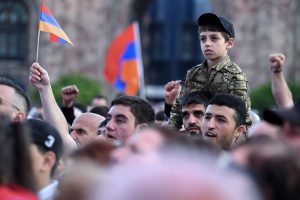 armenian protesters gather rally