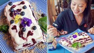 blueberry bourbon icebox cake split